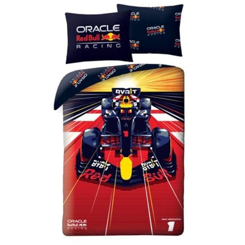 Red Bull Racing Bettwäsche 140x200 + Kissenbezug 100% Baumwolle Formel 1 – Produktbild von Amazon