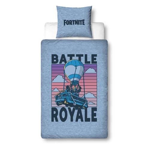 Bettwäsche Fortnite 135x200 - Teenager Gaming Geschenkidee Battle Royale 1x Kissenbezug 80x80 + Bettbezug 135x200, mit Reißverschluss - Wende-Motiv - Fanartikel Teenager Geschenk Jungen und Mädchen – Produktbild von Amazon