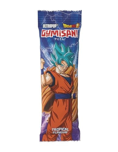 GUMISAN Dragon Ball Goku Fruchtgummi Bänder - Tropicalgeschmack - Offiziell lizensiert - Fruchtgummi Schnüre in Spaghetti-Form - Halal zertifiziert - 1 x 75g – Produktbild von Amazon