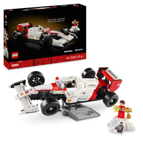 LEGO Icons McLaren MP4/4 & Ayrton Senna Modellauto Set, F1 Rennwagen Bausatz für Erwachsene mit Rennfahrer Mini-Figur, Sammlerstück, Geschenk-Idee zum Geburtstag für Männer, Frauen, Ihn & Sie 10330 – Produktbild von Amazon