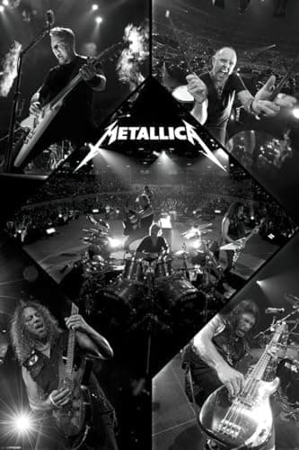 Metallica - Poster (Live On Stage - B&W Fotomontage) (Größe: 61cm x 91,5cm) – Produktbild von Amazon