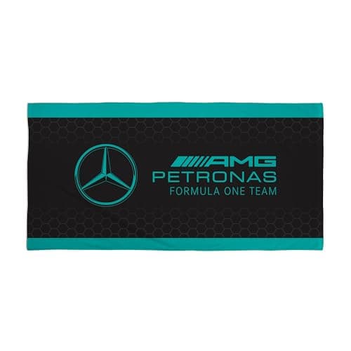 Character World Offizielles Mercedes F1 Handtuch | Super weiches Gefühl, Formel 1 Team Design | Perfekt für Zuhause, Bad, Strand & Schwimmbad | Einheitsgröße 75cm x 150cm | 100% Baumwolle – Produktbild von Amazon