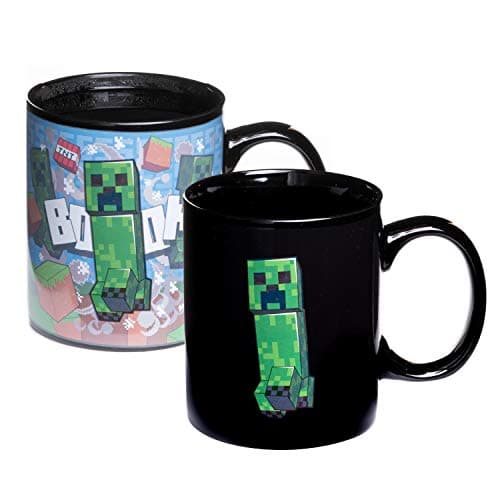 Minecraft Creeper Thermoeffekt-Tasse - Offiziell lizenziert, verwandelt sich mit heißem Getränk, Geschenk für Gamer, 295 ml (10 Fl Oz) – Produktbild von Amazon