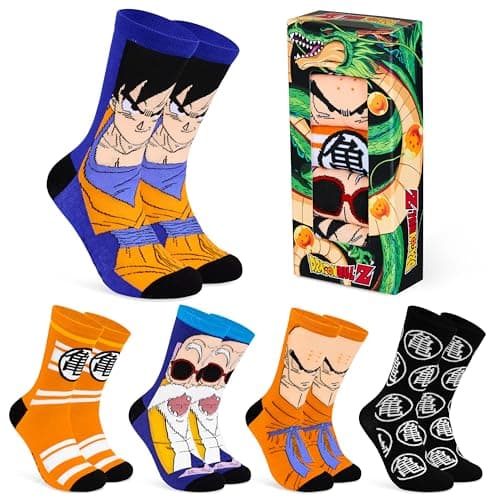 Dragonball Lustige Socken für Männer & Teenager 5er Pack - Gr. 40-46, Bunte Baumwollsocken mit Spaßmotiven – Produktbild von Amazon