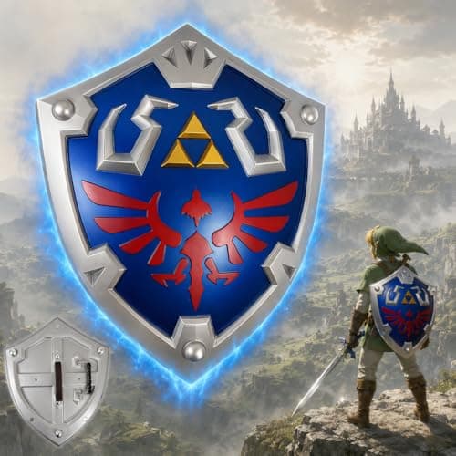 Zelda Schild – Premium Edition aus Metall |Zelda Hylia Shield Replik für Cosplay & Sammlung | Link Schild Nachbildung 55,5 cm hoch | Hochwertiges Sammlerstück für Gamer, Fans & Nerds – Produktbild von Amazon