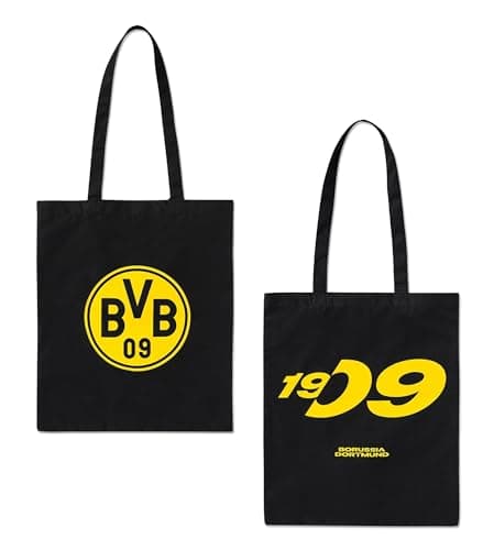 Dortmund Borussia Stoffbeutel schwarz Beutel Tasche Baumwoll-Tragetasche BVB 09 - Plus Aufkleber Wir... ™ – Produktbild von Amazon