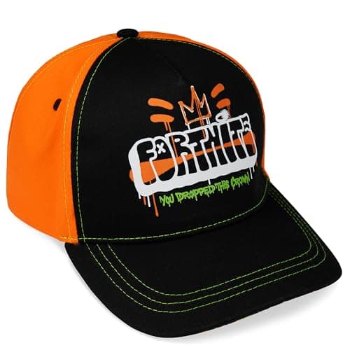 Fortnite Baseball Cap Kinder Jungen und Teens Basecap 100% Baumwolle Verstellbare Kappe Sport für Sommer Freizeit Urlaub Geschenke für Gamer (Schwarz/Orange) – Produktbild von Amazon