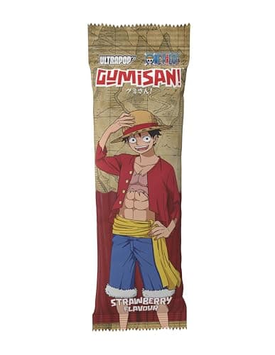GUMISAN One Piece Luffy Fruchtgummi Bänder - Erdbeergeschmack - Offiziell lizensiert - Fruchtgummi Schnüre in Spaghetti-Form - Halal zertifiziert - 1 x 75g – Produktbild von Amazon