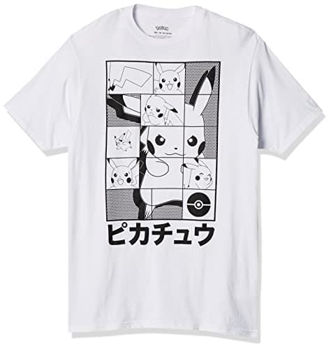 Pokémon Uni-Erwachsene Pikachu Japanese Puzzle Power T-Shirt, Weiss/opulenter Garten, L – Produktbild von Amazon