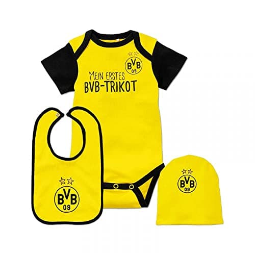 Borussia Dortmund Kinder Unisex Bvb-baby-geschenkbox (3-teilig) Borussia Dortmund BVB Baby Geschenkbox 3 teilig, schwarzgelb, 62/68 EU – Produktbild von Amazon