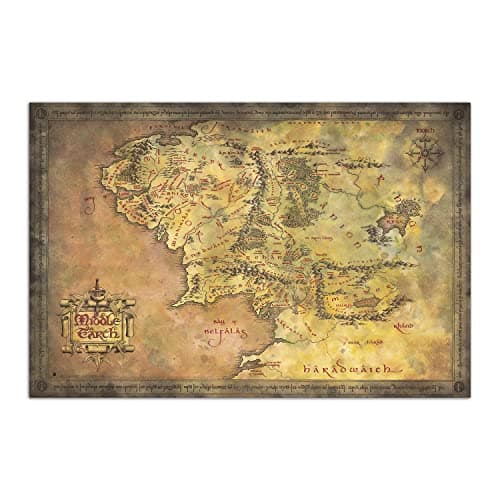 Grupo Erik Der herr der Ringe Poster - Karte von Mittelerde Poster - Deko Wohnzimmer oder Deko Schlafzimmer - Deko Wohnzimmer - Größe : 61 x 91 - Offizielle Lizenz - Herr der Ringe Fanartikel – Produktbild von Amazon